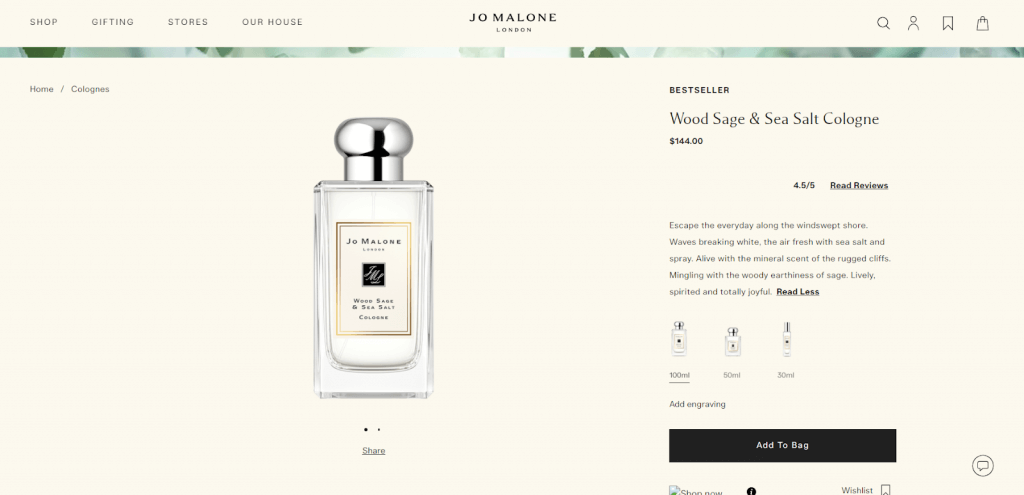 Jo Malone's empathethic product description