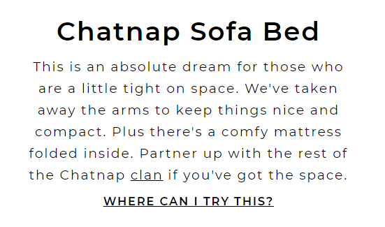 Chatnap Sofa empathethic product description