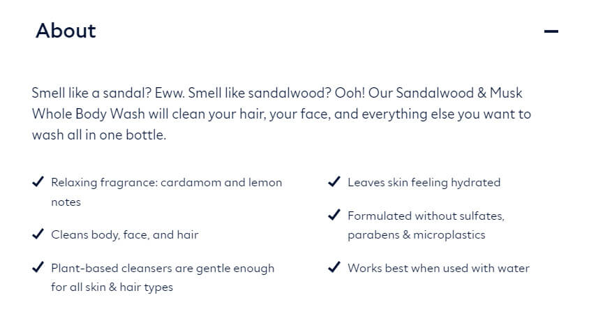 e-commerce product description example dollar shave club